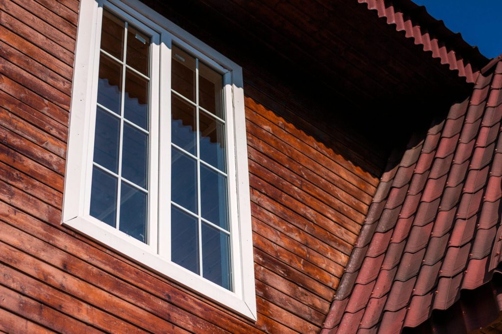 white wooden framed glass window